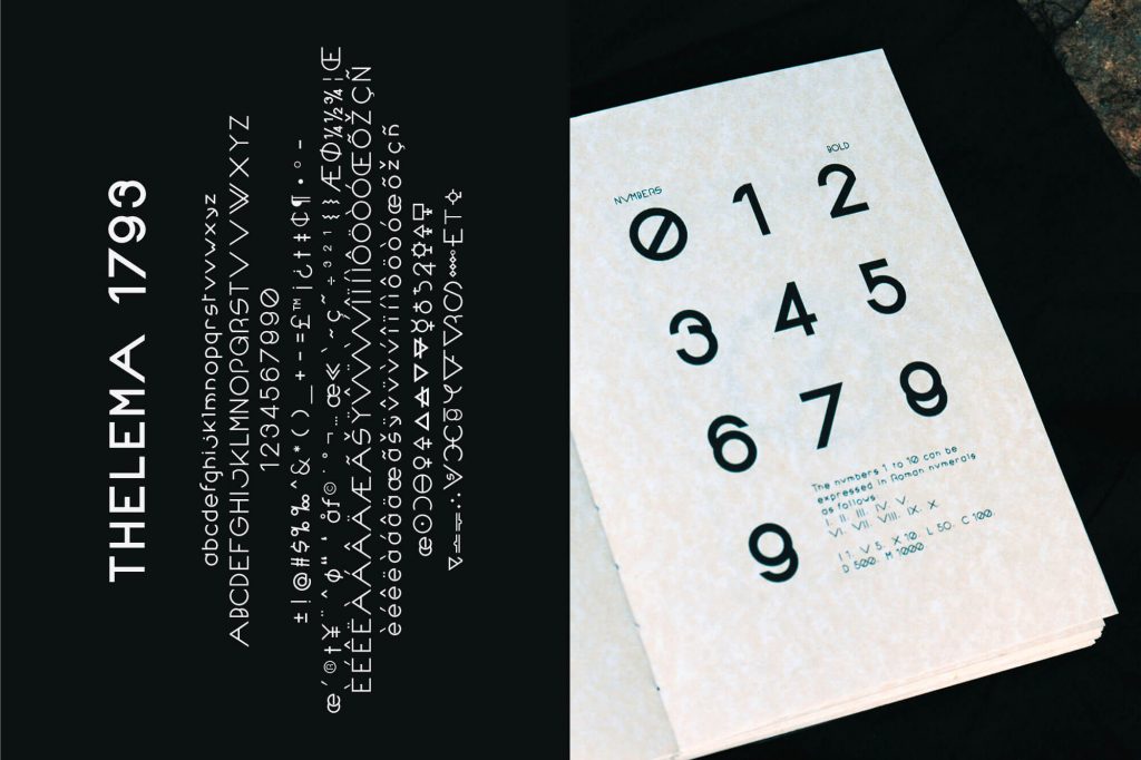 Thelema Typeface takes its inspiration from an esoteric and occult spiritual philosophy and religious movement developed by Aleister Crowley.