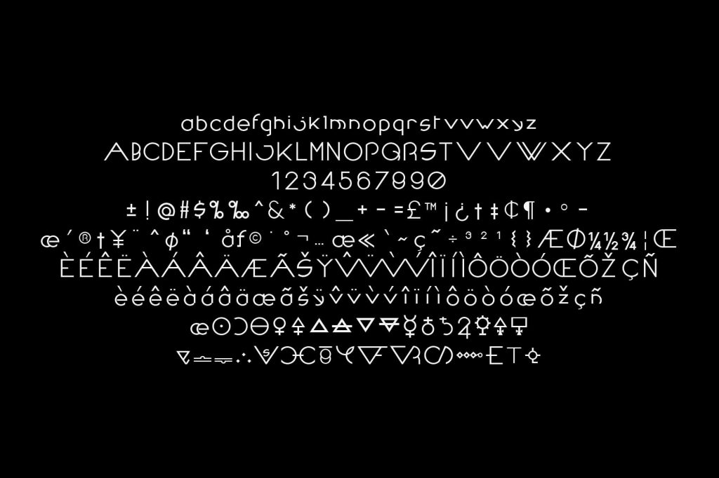 Thelema Typeface takes its inspiration from an esoteric and occult spiritual philosophy and religious movement developed by Aleister Crowley.