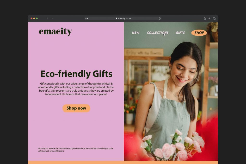 Draws on colours to embrace the environmental commitment, the vibrant identity for the little shop Emacity