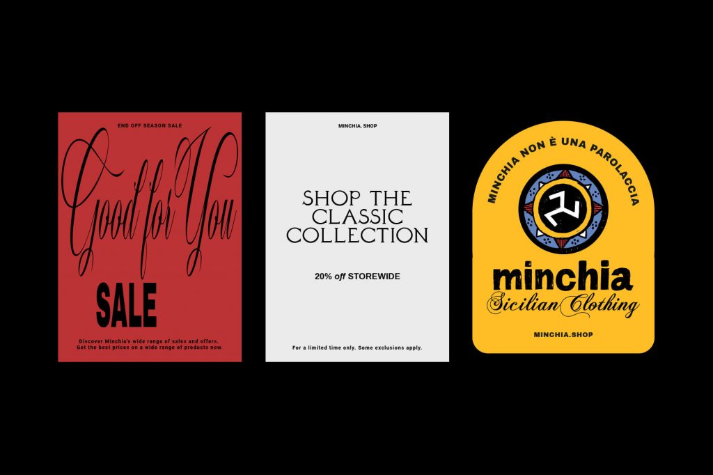 A focus on the relationship between youth and Sicilian culture with a modern and distinctive identity for streetwear clothing brand Minchia