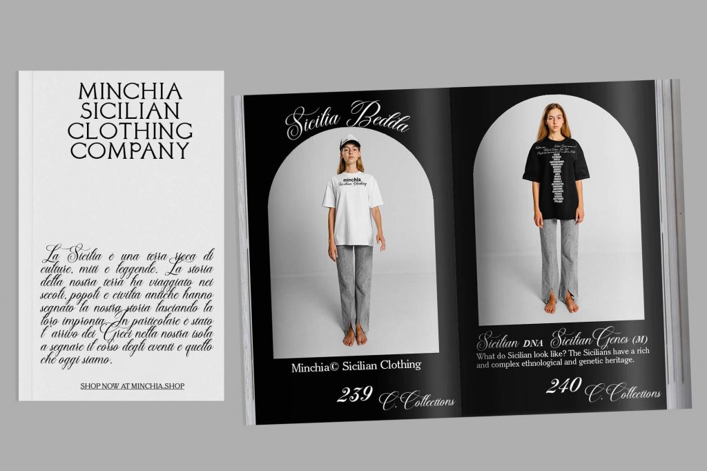 A focus on the relationship between youth and Sicilian culture with a modern and distinctive identity for streetwear clothing brand Minchia