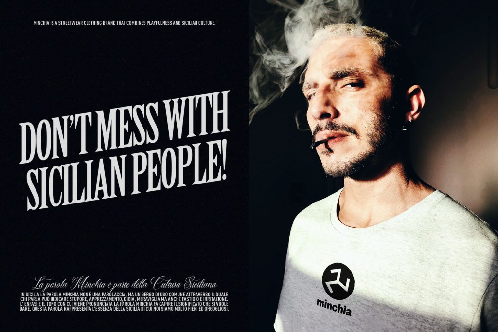 A focus on the relationship between youth and Sicilian culture with a modern and distinctive identity for streetwear clothing brand Minchia
